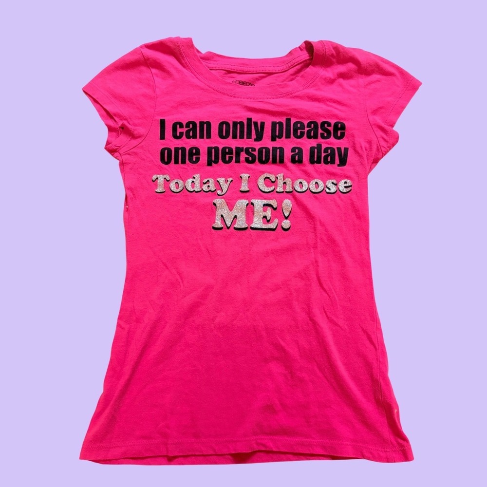 Y2K Freeze Hot Pink Glitter Graphic Baby Tee Today I Choose Me Scene #17